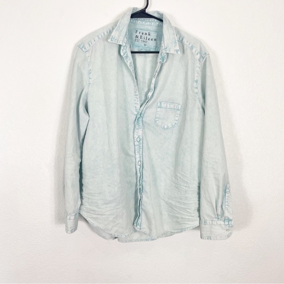 Frank & Eileen Tops - Frank & Eileen Light Acid Wash Blue Collared Button Down Shirt